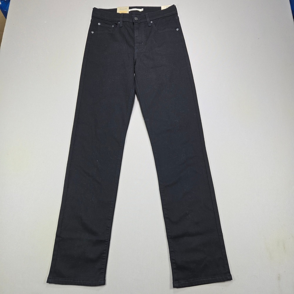 Levi's 724 Jeans High-Rise Slim‎ Straight Solid Black Women 28